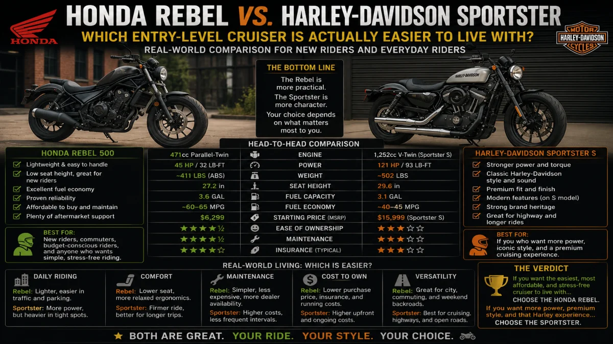 Honda Rebel vs. Harley-Davidson Sportster