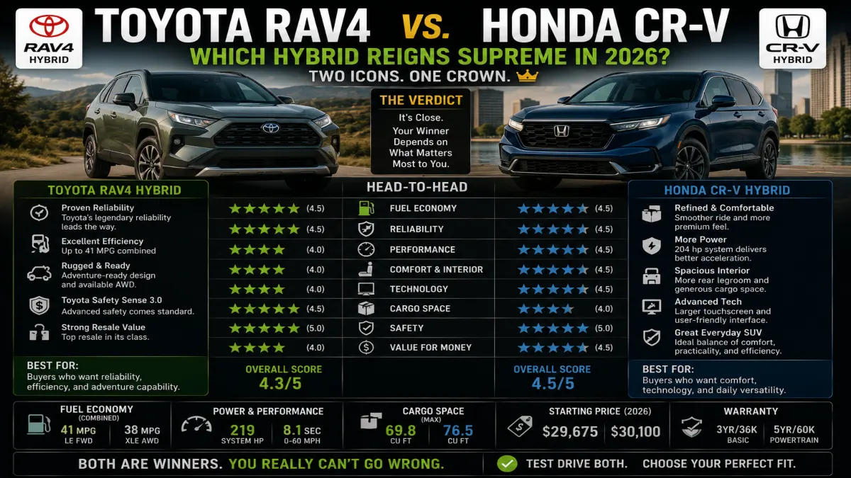 Toyota RAV4 vs. Honda CR-V: Which Hybrid Reigns Supreme in 2026?