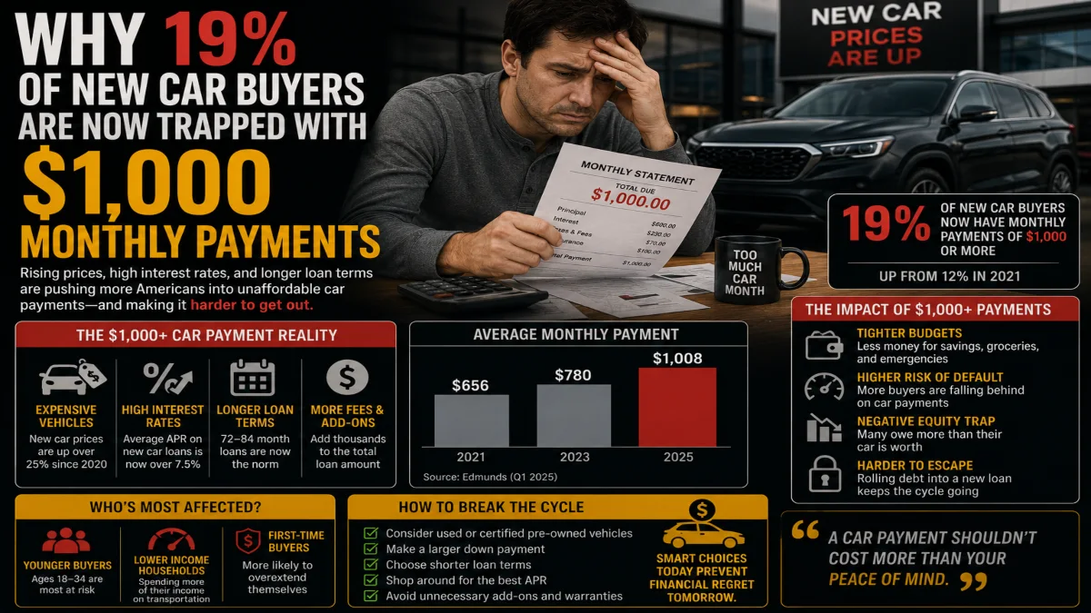Why 19% of New Car Buyers Are Now Trapped With $1,000 Monthly Payments